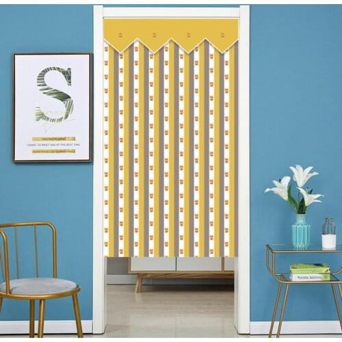 Nordic Style Door Screen Fashion Fabric No Punching Sticking Screen Bedroom Privacy Protection Four Seasons of Universal F0419