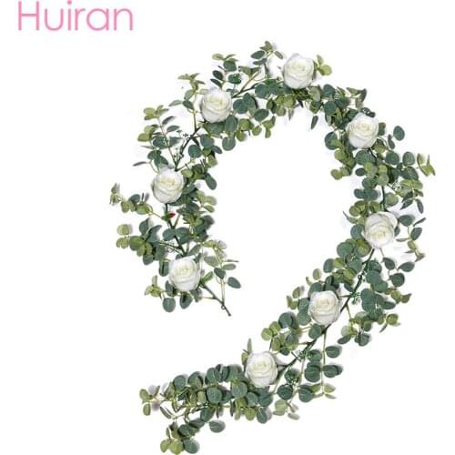 Huiran Artificial Eucalyptus Garland Rustic Wedding Table Decoration Wedding Party Supplies Green Eucalyptus Vine Baby Shower