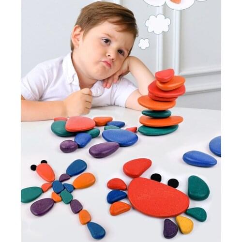 Baby Montessori Toy Wooden Jigsaw DIY Crazy Stacking Stone Building Blocks Puzzles Card Educational Learning Toys Kids Gift
