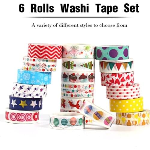 6 Rolls Christmas Kawaii Washi Tape Set Masking stationery stickers scrapbooking DIY decorative cute school whasi vintage paper