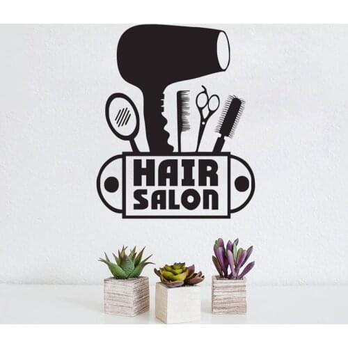 Creative Hair Salon Wall Sticker Hair Dryer Barber Tools Wall Decals Home Decor Removable Wall Sticker For Bedroom