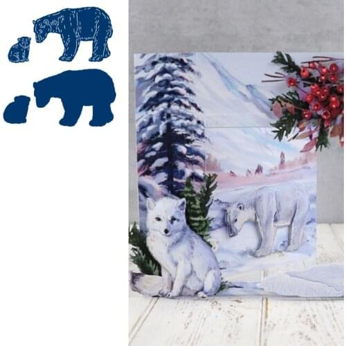 Polar Bears Metal Cutting Dies Scrapbook Diary Decoration Stencil Embossing Template DIY Greeting Card Handmade 2021 NEW Product