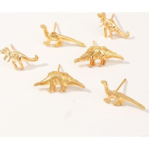 Minimalist Dinosaur Animal Mixed Small Earrings Set Simple Geometric Crystal Heart Stud Earrings For Women Girls Tiny Ear Studs