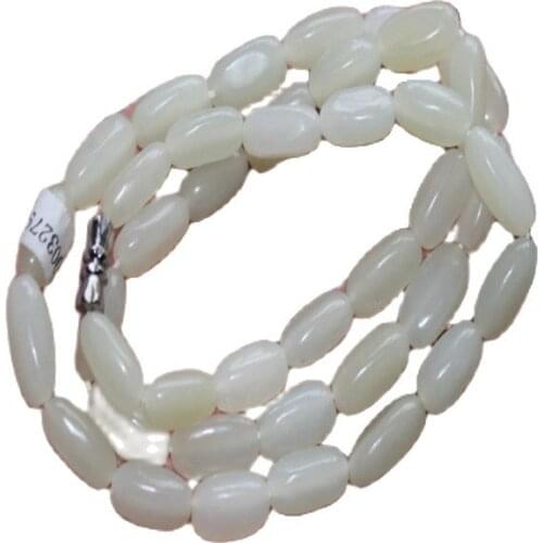 Natural seeds Hetian jade seed Carved white beads Jade Necklace