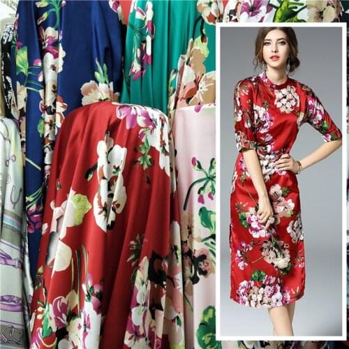 New plant flowers emulation silk face printing opaque fabric qipao wide-legged pants scarves imitation silk-like soft cloth