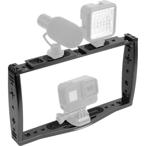 BGNing Update DSLR Video Rig Cage Handheld Stabilizer Smartphone Clamp Camera Cage for Gopro Max 9 8 7 for Insta360 ONE R Camera