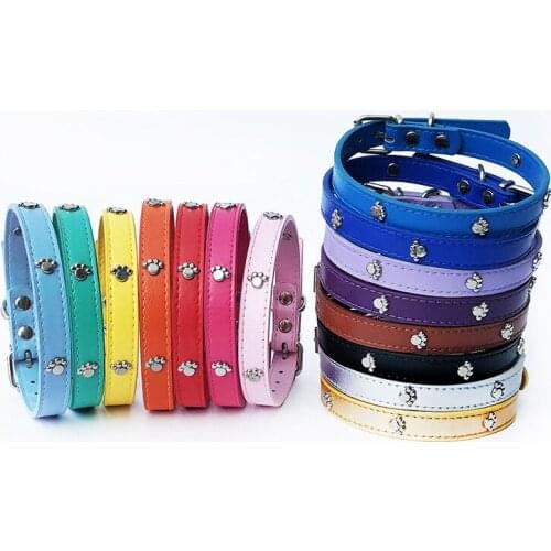 Dog Collar Leather Lead Small Dog Collar Free Puppy Supplies Pet Accessories Paws Leather Collar Golden Retriever Accessories E
