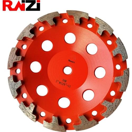 Raizi 5,7 Inch Midium Bond 30# Concrete Diamond Grinding Cup Wheel For Angle Grinder With T Segment