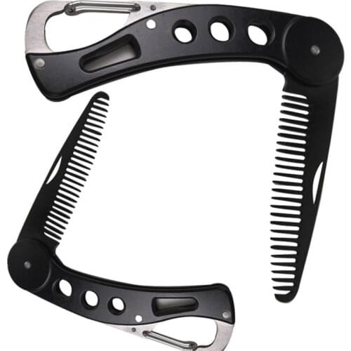 3 In 1 Stainless Steel Beard Comb Foldable Straightening Comb Mens Beard Styling Tool Portable High Quality Convenient Harmless