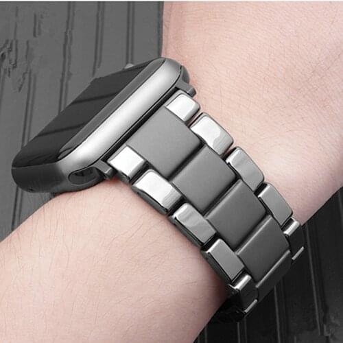 Luxury Ceramic Watch Strap For Apple Watch SE Band Series 6 44mm 40mm Link Bracelet Correa For Applewatch 5 iWatch 3 42mm 38mm