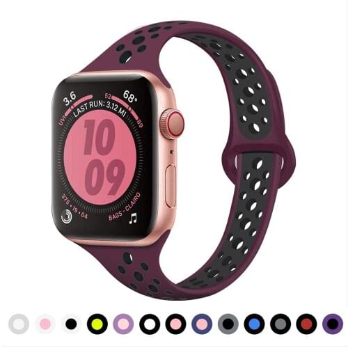Slim strap For Apple Watch band 40mm 44mm iWatch Band 38mm 42mm Breathable Sport silicone bracelet Apple watch 5 4 3 21 44 40
