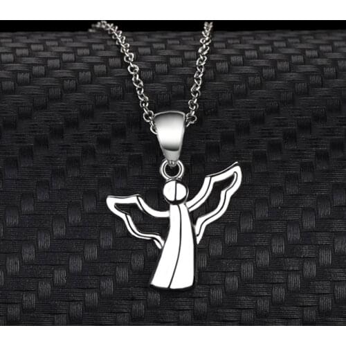 S925 Sterling Silver Angel Necklace Glossy Simplicity Europe And The United States Fashion Cute characters Jewelry Pendant