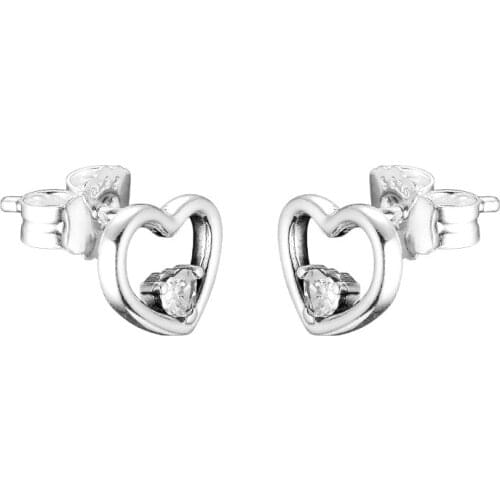 CKK Silver 925 Jewelry Asymmetric Hearts of Love Stud Earrings For Women Anniversary Gift Sterling Silver Original Earring