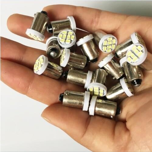 500X Truck LED 12V 24V BA9S 8 SMD 3020 LED 8SMD 1206 T4W Interior Reading Light Bulbs White Blue Red Yellow Green