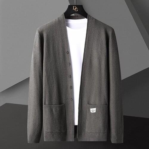 BALDAUREN Spring and Autumn New Mens Pure Color Sweater Casual Cardigan Mens Sweater Slim All-match Jacket Mens Cardigan