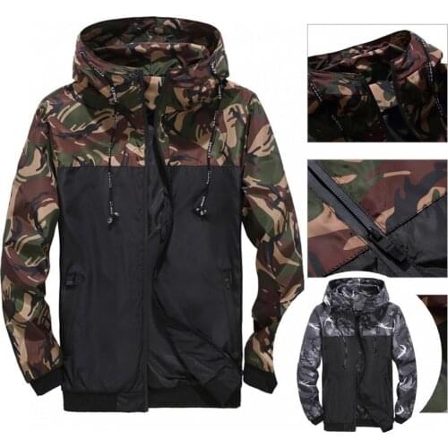 Loose Stylish Loose Camouflage Sweatshirt Quick Dry Men Jacket Pockets for Work