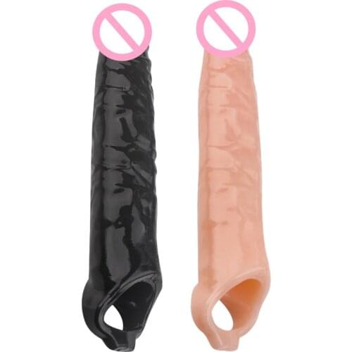Length 280mm large Male penis sleeve enlarge strap on bondage cock ring extender condom Reusable Intimate Goods sex toy for man