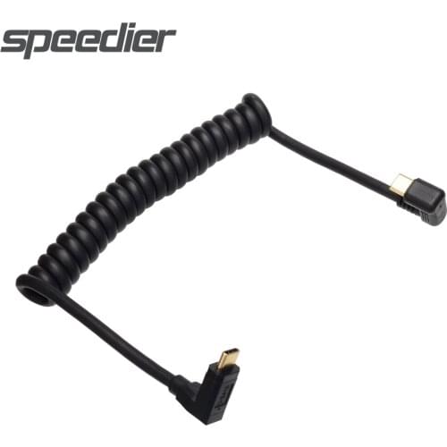 Camera U Shape Type C To Type C Male To Male Up Angle 90 Degree USB C Charging Cable, 4K Video Spring Spiral Coild USB C Cable