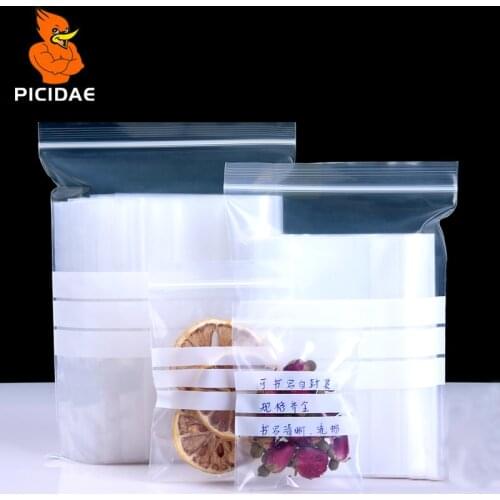 Writable ziplock reseal Transparent plastic pocket sealed bag food packaging tea storage spicesseasoning medicine sample parts