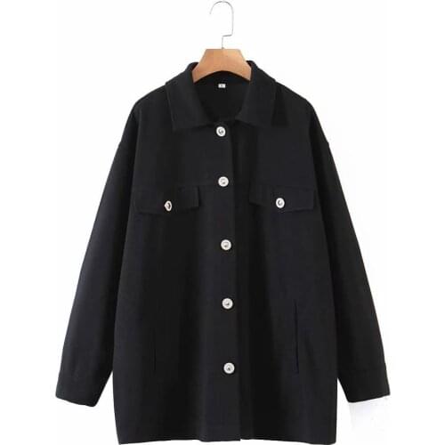 New Pop Fall Winter Women Jacket Oversized Warm Black Coat Overshirt Vogue High Street Woman Outfits Tops