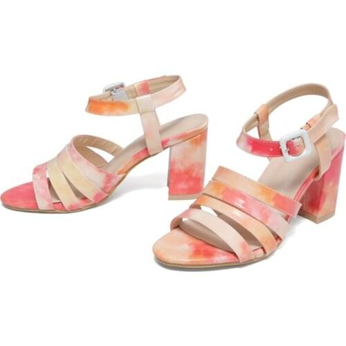 Women Gladiator Sandals Summer High Heels Mixed Colors Ladies Shoes Sexy Buckle Strap Platform Open Toe Party Sandals Big Size