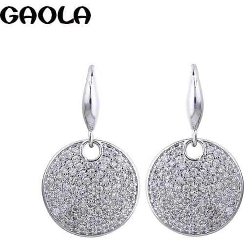 GAOLA 2017 New Elegant Clear Cubic Zirconia Fancy Fashion Round Dangle Earrings for Women Dance Party GLE5822
