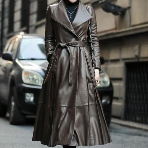 Autumn Women Winter Brand Thicken Long Coat Quality Sheepskin Down Coat Warm Genuine Leather Long Down Coat Female Outerwear