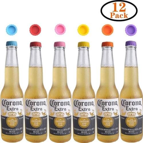 12pcs Wine Bottle Caps Colored Silicone Bottle Stopper Reusable Round Shape Bottle Caps Bar Bar Kitchen Gadgets