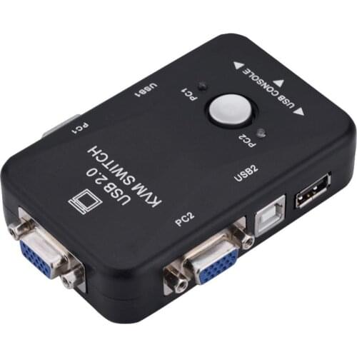 2 Port USB 2.0 KVM Switch Switcher SVGA VGA Switch Splitter Box for Keyboard