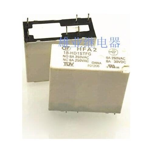 5PCS/LOT 18V relay HFA2 18-HD1STFG HFA2-18-HD1STFG-18VDC HFA218HD1STFG 18VDC DC18V 18V 8A 250VAC DIP6