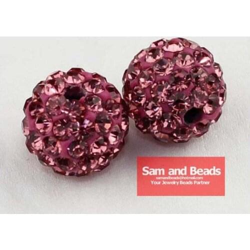 50Pcs/Lot Clay Bracelet Disco Crystal Pave Ball Beads Rose Wholesale 8MM High Quality