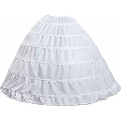 6 Hoop Crinoline Underskirt Petticoat Full A-line Floor Length Bridal Dress Ball 2022