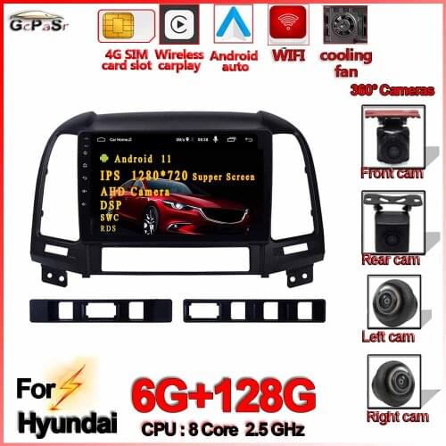 Android 11 6G+128G IPS Car Radio Multimedia Video Player For Hyundai Santa Fe 2 2006-2012 Navigation GPS no 2 din no dvd 2007