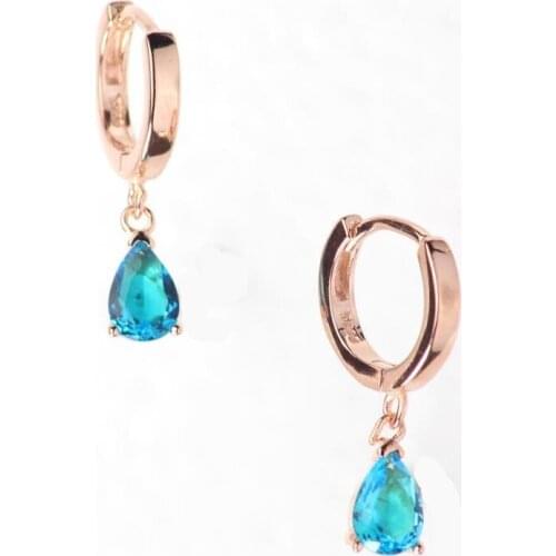 925 Sterling Earrings with Drop Shaped Turquoise Zircon Stone