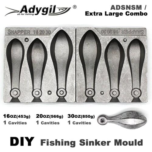 Adygil DIY Fishing Snapper Sinker Mould ADSNSM/Extra Large Combo Snapper Sinker 453g 566g 850g 3 Cavities