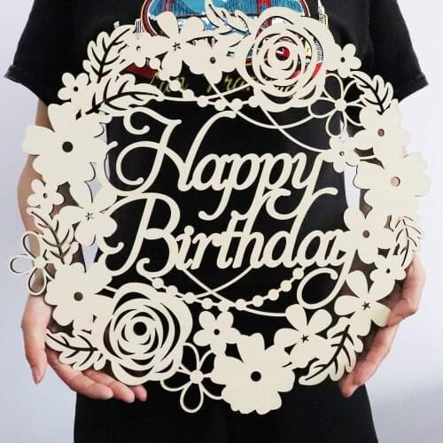 Free shipping Happy Birthday 14.7in Wood Sign rustic wood love sign Birthday Party Supplies Hanging Wood Sign for Wall