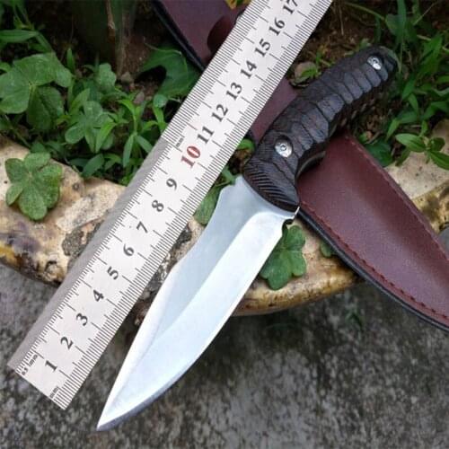 Free shipping top grade Handmade 5Cr13Wov steel Hunting Knife Camping Survival Knife Fixed Blade Tactical Knife wood handle