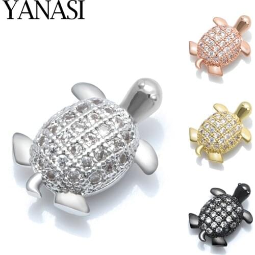 4 PCS 0.9*12mm Brass Cubic Zirconia Tortoise Spacer Beads Findings DIY Man Punk Jewelry Bracelet Necklace Making Accessories