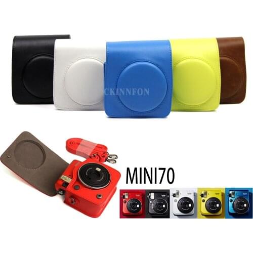 DHL 50PCS Portable PU Leather Brown Camera Case Bag Holder For FUJIFILM Instax Mini70