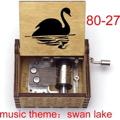 Classic Swan Lake Music Box 18 Note color print Wood Music Box for Kids music fans home office decoration