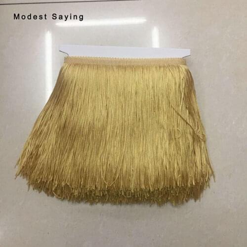30 Yards Gold 20cm Lace Fringe Trim Tassel Fringe Trimming For DIY Latin Dress Evening Clothes Garment Accessories Lace Ribbon