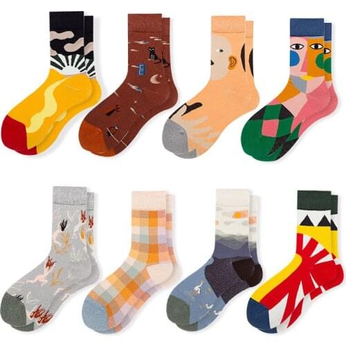 2020 New Men And Women Four Seasons Harajuku All-match Street Trend Personality Pattern High-quality Cotton Tube Ladies Socks