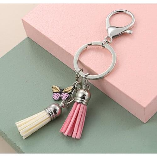 New Tassel Keychain Butterfly Key Ring Small Pure And Fresh Key Chain For Women Handbag Accessorie Car Hanging Handmade Jewelry
