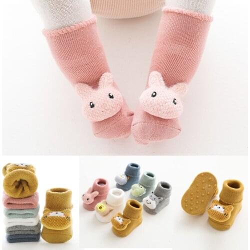 0-3Y Cotton Newborn Baby Socks Autumn winter Baby Boy Girl Socks Sokken Infant Toddler Kids Anti Slip Floor Socks