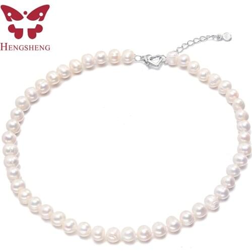 White Freshwater Cultured Baroque Pearl Necklace for Women in 36cm 40cm 45cm 50cm Length with 925 Silver Clasp and AA Quality
