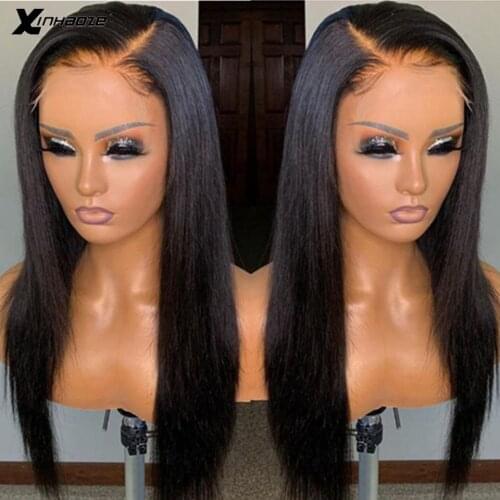 Side Part Straight 5x5 Silk Base Scalp Top Lace Front Wig Glueless Pre Plucked Remy Brazilian PU Silk Base Human Hair Wigs