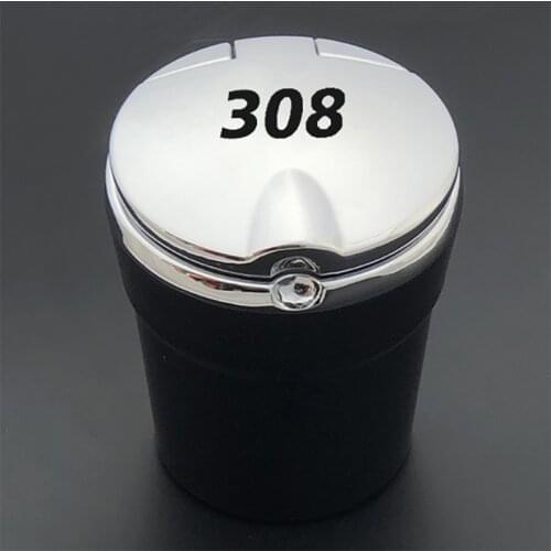 For Peugeot 308 2020 Car Ashtray Creative Personality Multi-function Car With LED Light Ashtray With Lid Car Ashtray Accessories