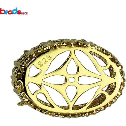 Beadsnice Wholesale Silver 925 Pendant Base fit 13x10x6mm Charm Oval Women jewelry DIY Bezel Setting ID30575