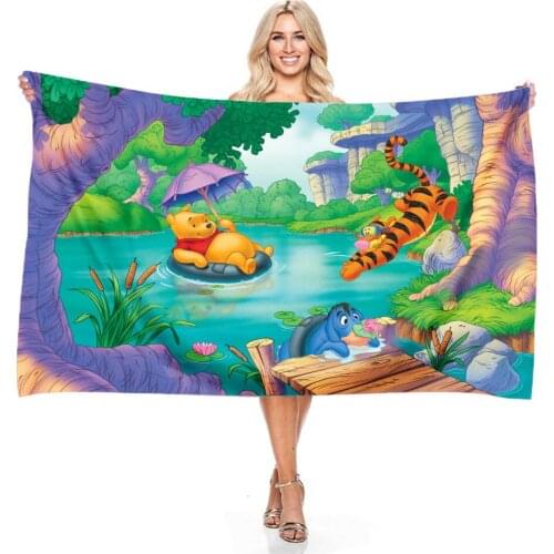 Disney Cartoon Winnie The Pooh Digital Printing Towels Microfiber Beach Bath Towels Adult Kids Camping Sports Quick-drying Towel