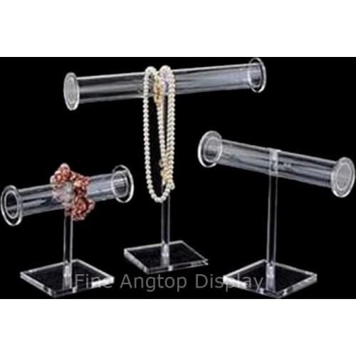 Portable Clear Tube Acrylic Single Layer Jewelry Bracelet Bangle Watch Desktop Display Stand Holder Organizer Plexiglass T Bar